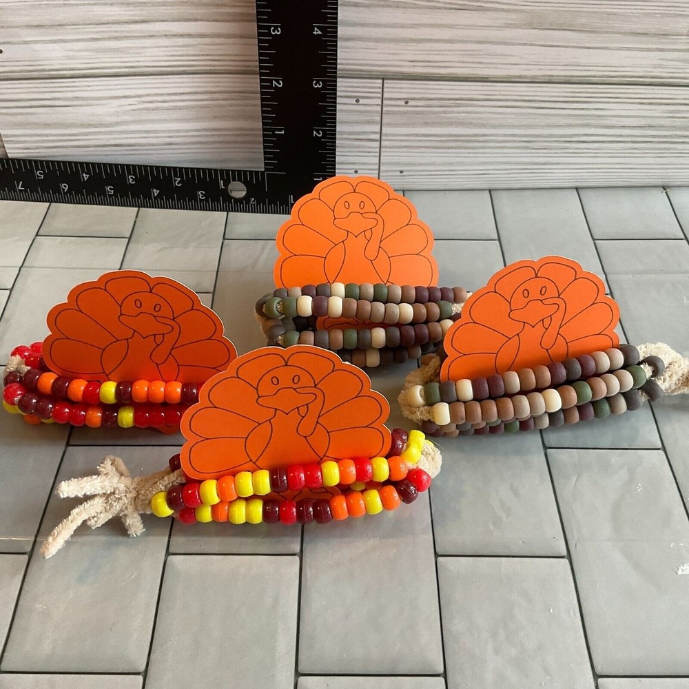 Thanksgiving Fall Harvest Beaded Corn on Cob Table Placeholder 4 pcs